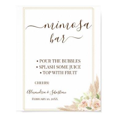 Floral Pampa Grass Mimosa Bar  Sign