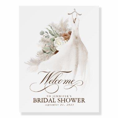 Floral Pampas Grass Dress Bridal Shower Welcome Foam Board