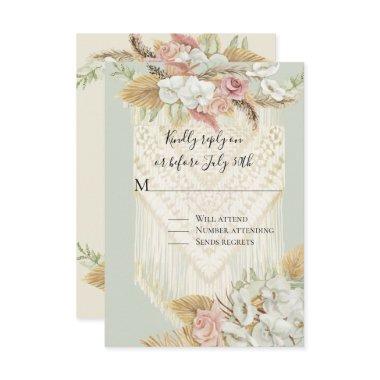 Floral Pampas Grass Pink Rose Mint Greenery RSVP