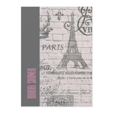 floral paris eiffel tower vintage bridal shower Invitations