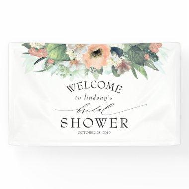 Floral Peach and Pink Summer Bridal Shower Banner