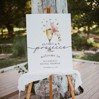 Floral Pearls & Prosecco Bridal Shower Welcome Foam Board