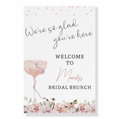 Floral Pearls Prosecco Bridal Shower Welcome Sign