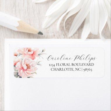 Floral Peonies Blush Pink  Address Label