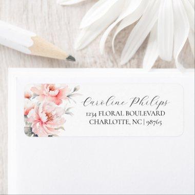 Floral Peonies Blush Pink BRIDAL SHOWER Address Label