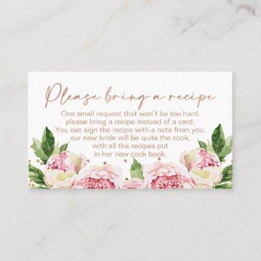 Floral Peonies Bridal Shower Recipe Invitations Request