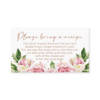 Floral Peonies Bridal Shower Recipe Invitations Request