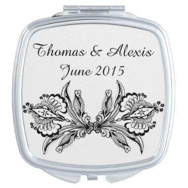 Floral Personalized Compact Mirror