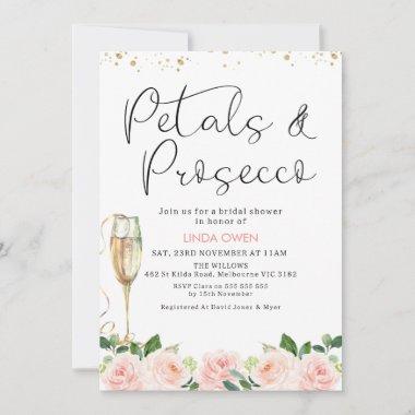 Floral Petals and Prosecco Bridal Shower Invitations