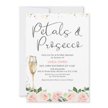 Floral Petals and Prosecco Bridal Shower Invitations