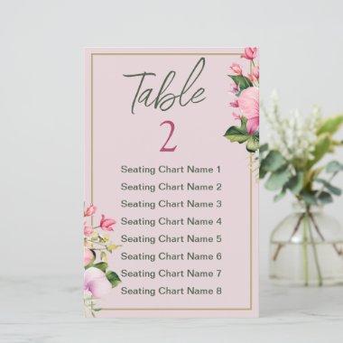 Floral Pink and Green Shower Seating Chart