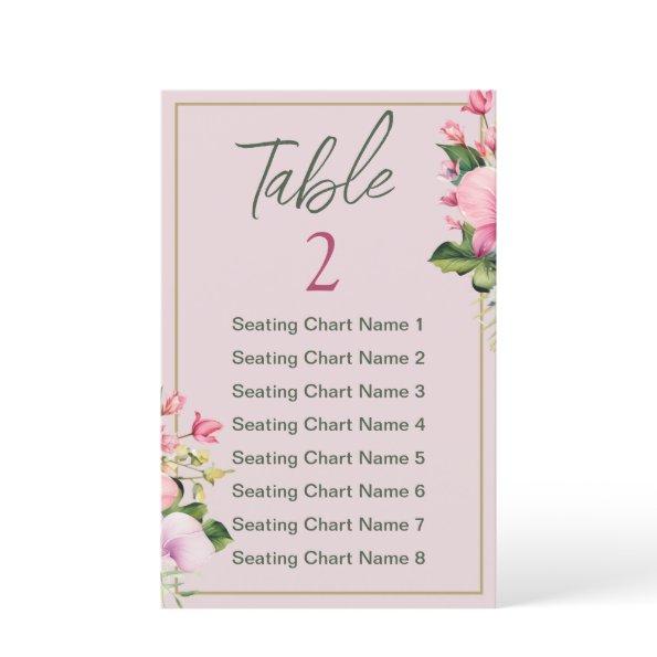 Floral Pink and Green Shower Seating Chart
