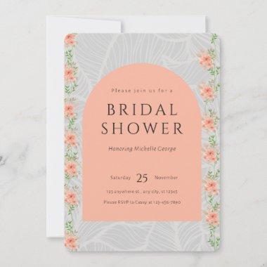 Floral Pink and Grey Bridal Shower Invitations
