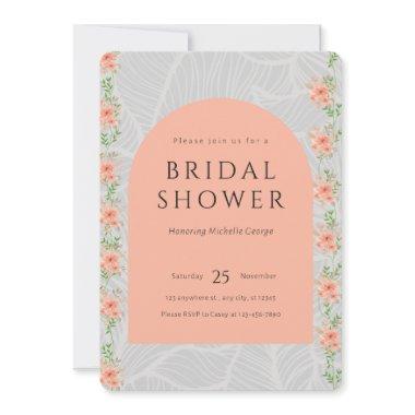 Floral Pink and Grey Bridal Shower Invitations