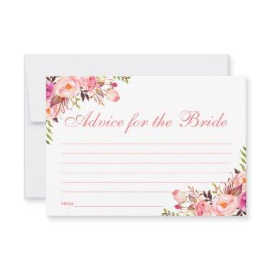 Floral Pink Blush Bridal Shower Advice Card
