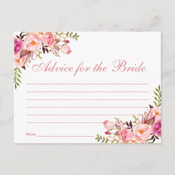 Floral Pink Blush Bridal Shower Advice Card L