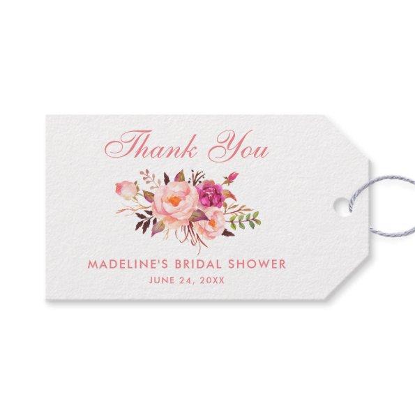 Floral Pink Blush Bridal Shower Thanks Gift Tags