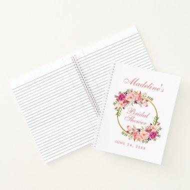 Floral Pink Blush Wreath  Gift List Notebook