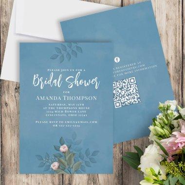 Floral Pink Botanical Vintage Elegant Rose QR Code