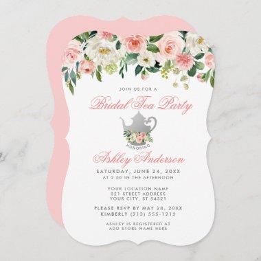 Floral Pink Bridal Shower Tea Party Invite BP