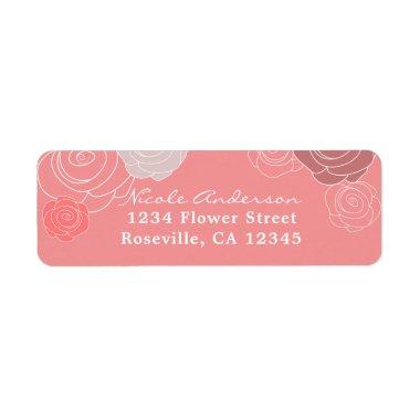 Floral Pink Coral  Address Labels