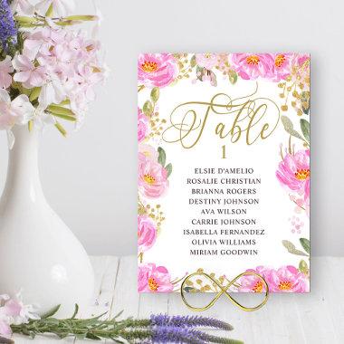 Floral Pink Gold Any Table Number Seating Chart
