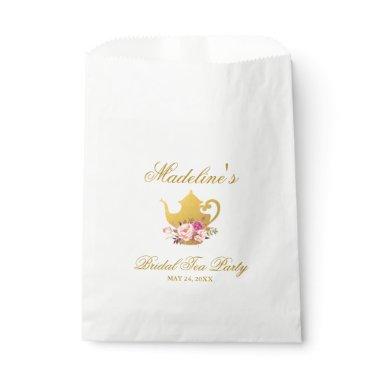 Floral Pink Gold Bridal Shower Tea Party Favor Bag