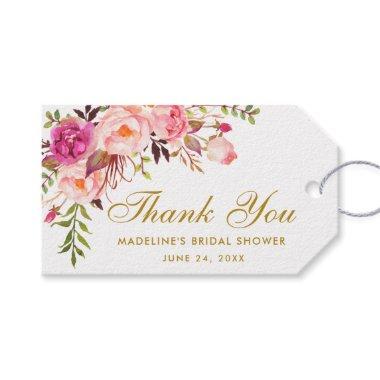 Floral Pink Gold  Thanks Gift Tags
