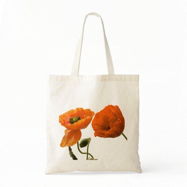 Floral Poppy Flower Bridesmaid Gift Favor Wedding Tote Bag
