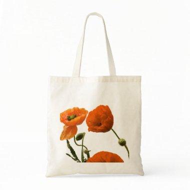 Floral Poppy Flower Weddings Bridesmaid Gift Favor Tote Bag