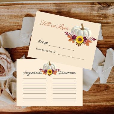 Floral Pumkpkin Bridal Shower Recipe Note Enclosure Invitations