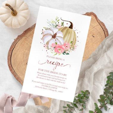 Floral Pumpkin Bridal Shower Recipe Request Enclos Enclosure Invitations