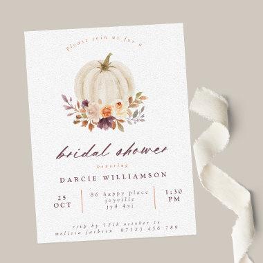 Floral Pumpkin Plum & Terracotta Bridal Shower Invitations