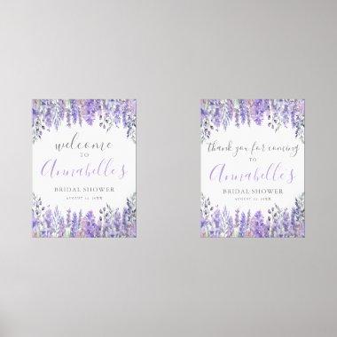 Floral Purple  Welcome Sign Wall Art Sets