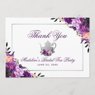 Floral Purple Bridal Tea Party Thank You