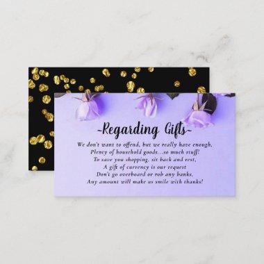 Floral Purple Honeymoon Fund bridal shower wedding Enclosure Invitations