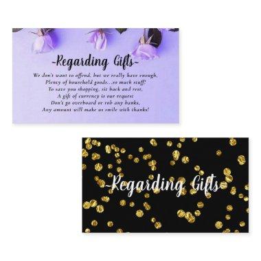 Floral Purple Honeymoon Fund bridal shower wedding Enclosure Invitations