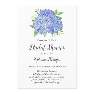 Floral Purple Hydrangea Bouquet Bridal Shower Invitations