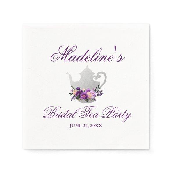 Floral Purple Ultra Violet Bridal Shower Tea Party Napkins