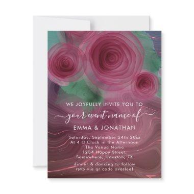 Floral QR Code Marsala Rose Burgundy