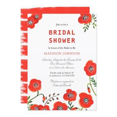floral red poppies modern wedding