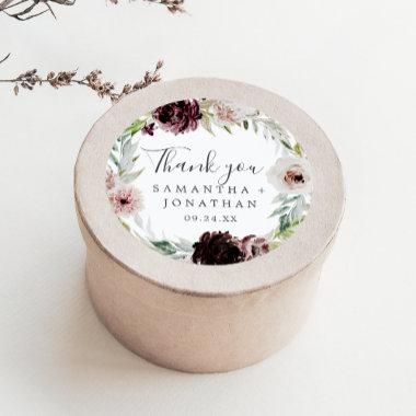 Floral Romance Thank You Wedding Favor Sticker