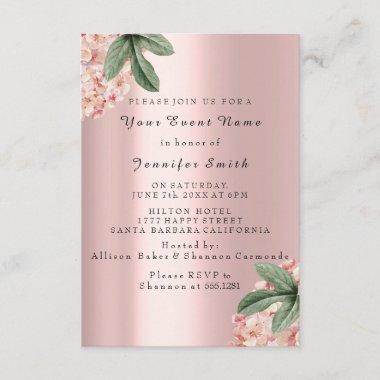 Floral Rose Blush Pink Bridal Wedding Sweet 16th Invitations