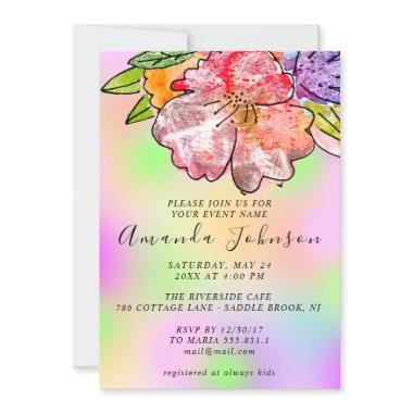 Floral Rose  Birthday Holographic