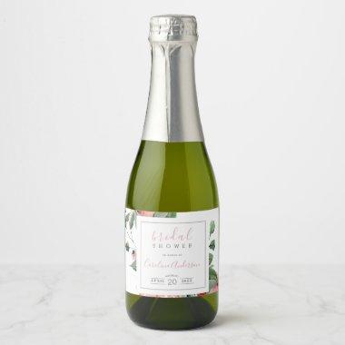 Floral Rose Bridal Shower Mini Sparkling Wine Bott Sparkling Wine Label