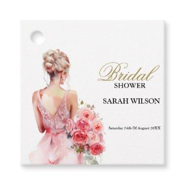 Floral Rose Watercolor Wedding Gown  Favor Tags