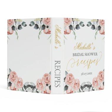 Floral Roses Eucalyptus Bridal Shower Recipe Mini Binder