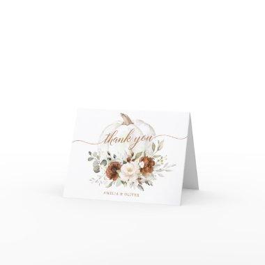 Floral Rust Cream Pumpkin Fall Wedding Thank You