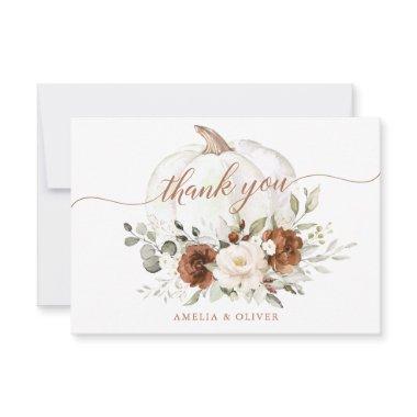 Floral Rust Cream Pumpkin Fall Wedding Thank You