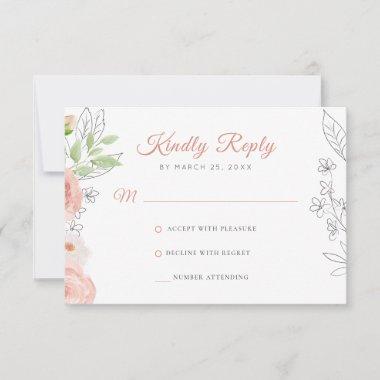 Floral rustic modern elegant watercolor wedding RSVP card